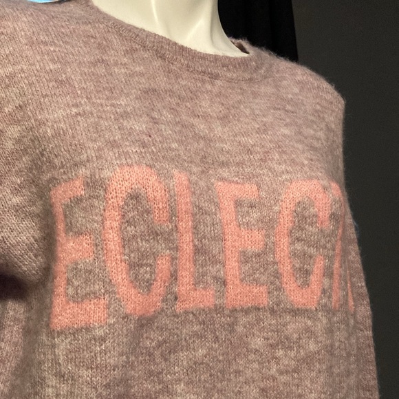 For The Republic fuzzy purple sweater with knit “ECLECTIC” graphic size S NWT - Picture 2 of 7